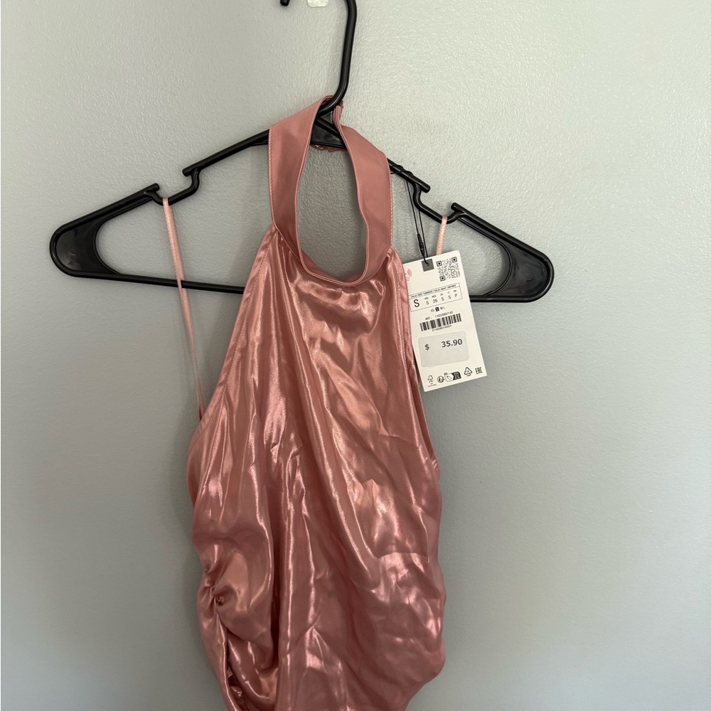 Zara Pink Satin Tank Top